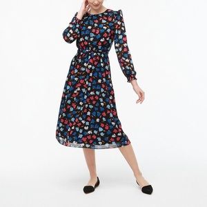 J Crew Black Floral Midi Dress